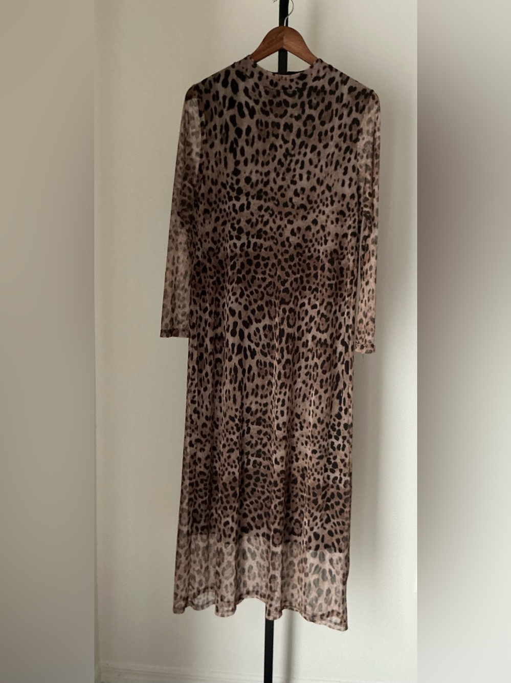🆕 M Made in Italy | Leopard Print Mesh Maxi Dress - Long Sleeve